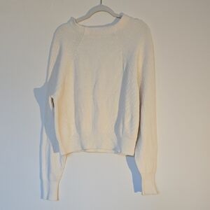 Free People Creamy White Ribbed Sweater, Normcore Minimalost Large